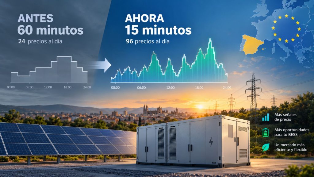 Liquidación en 15 minutos en la UE: cómo cambia el modelo de ingresos de un BESS (con ejemplos para España)